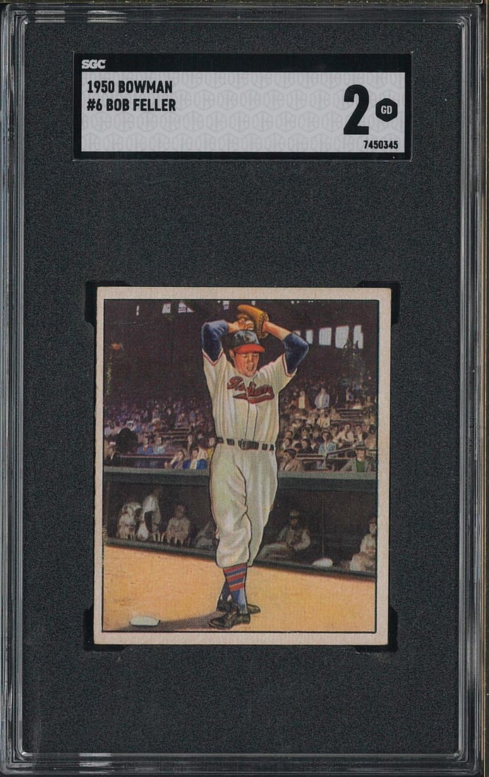 1950 Bowman #6 Bob Feller: 1950 Bowman #6 Bob Feller -SGC GD 2