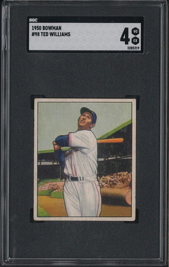1950 Bowman #98 Ted Williams: 1950 Bowman #98 Ted Williams -SGC VG-EX 4