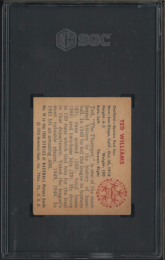 1950 Bowman #98 Ted Williams - 2