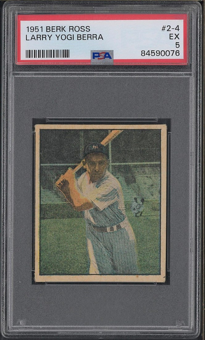 1951 Berk Ross #2-4 Yogi Berra: 1951 Berk Ross #2-4 Yogi Berra -PSA EX 5