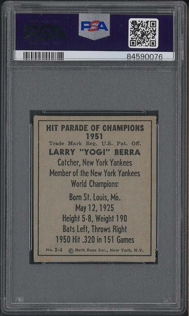 1951 Berk Ross #2-4 Yogi Berra - 2