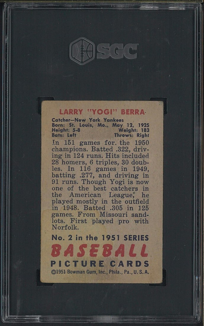 1951 Bowman #2 Yogi Berra - 2