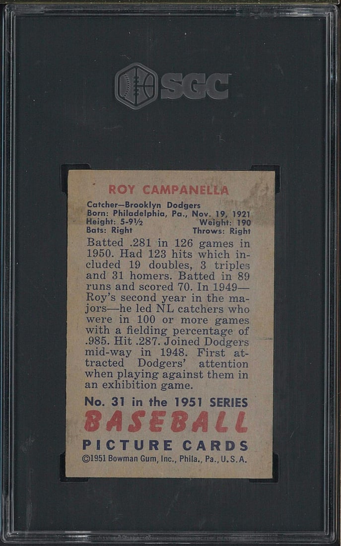 1951 Bowman #31 Roy Campanella - 2