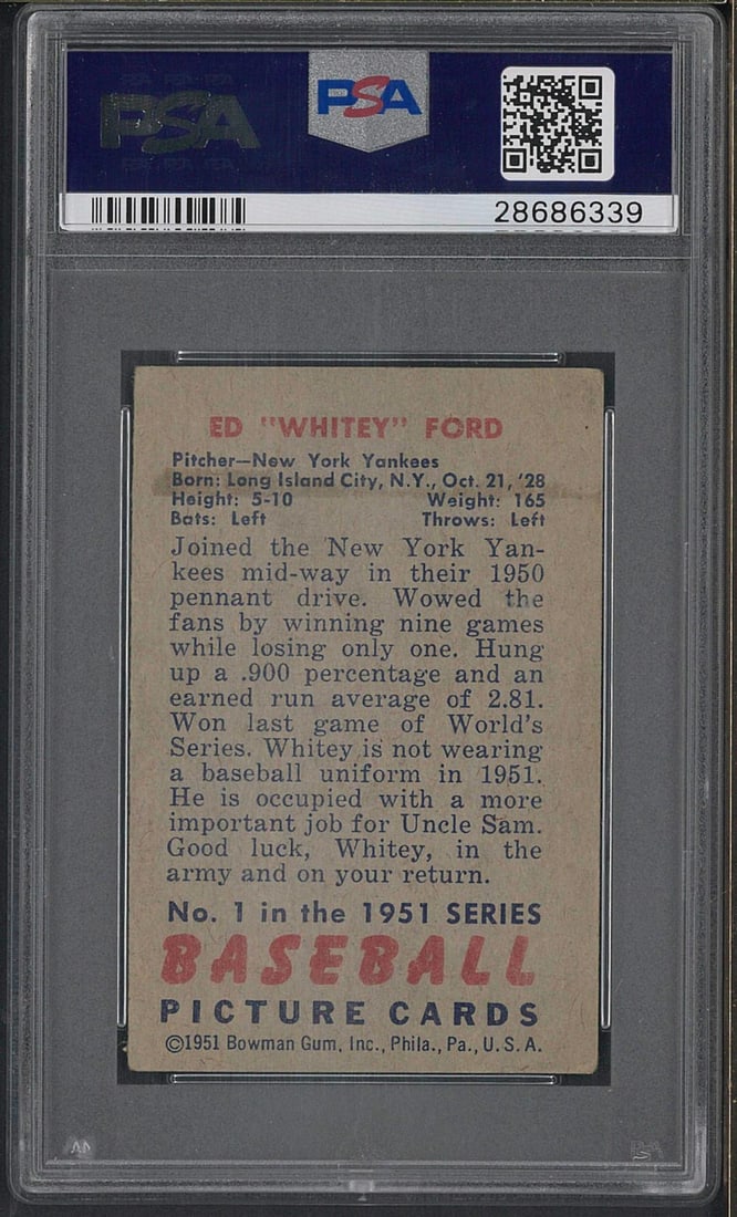 1951 Bowman #1 Whitey Ford - 2