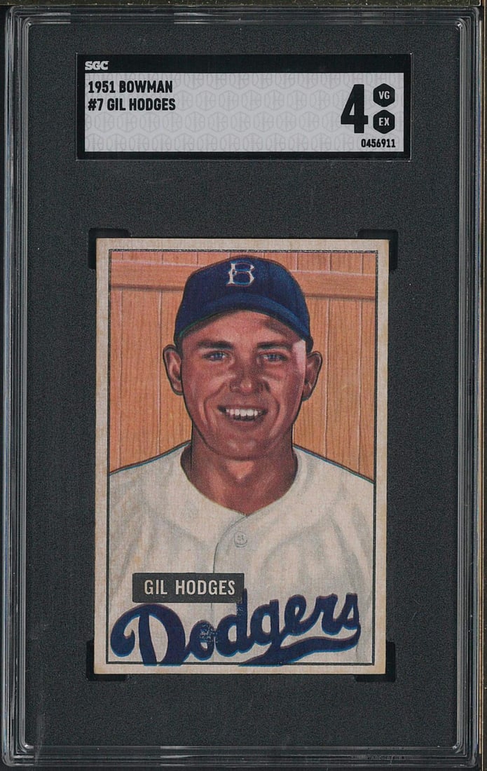 1951 Bowman #7 Gil Hodges: 1951 Bowman #7 Gil Hodges -SGC VG-EX 4