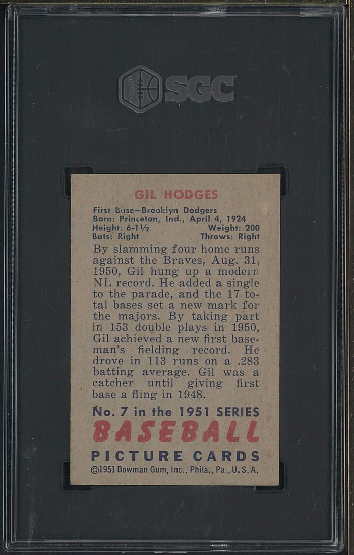 1951 Bowman #7 Gil Hodges - 2