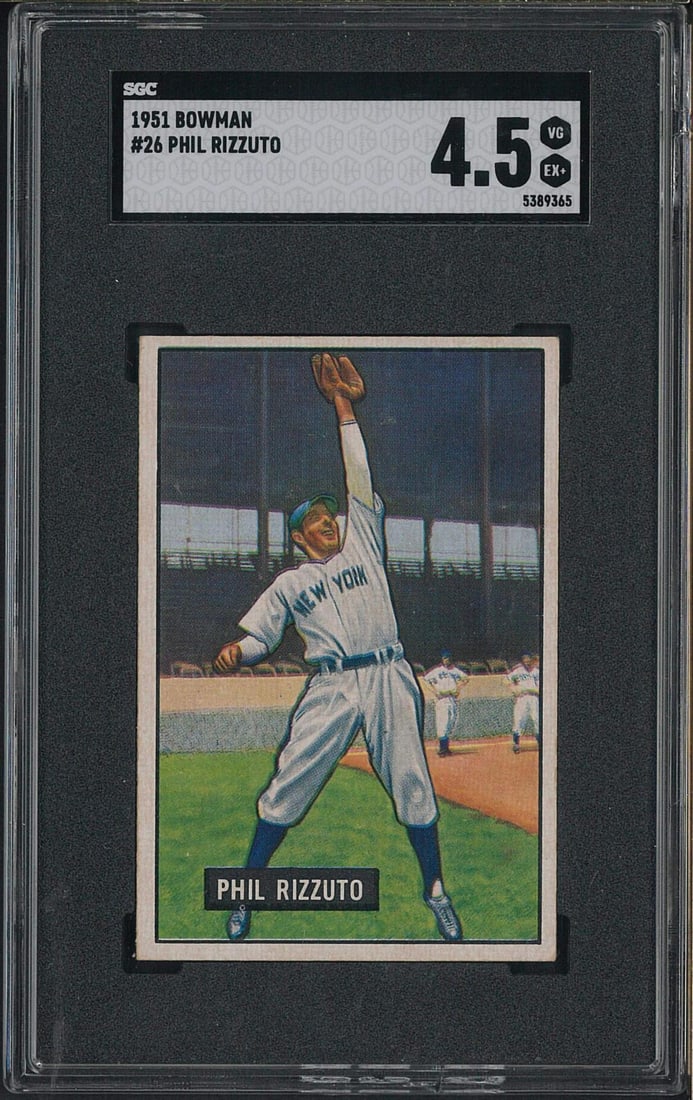 1951 Bowman #26 Phil Rizzuto: 1951 Bowman #26 Phil Rizzuto -SGC VG-EX+ 4.5