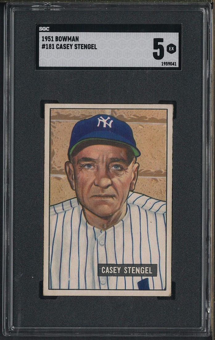 1951 Bowman #181 Casey Stengel: 1951 Bowman #181 Casey Stengel -SGC EX 5