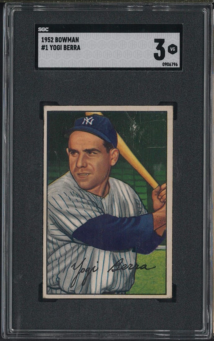 1952 Bowman #1 Yogi Berra: 1952 Bowman #1 Yogi Berra -SGC VG 3