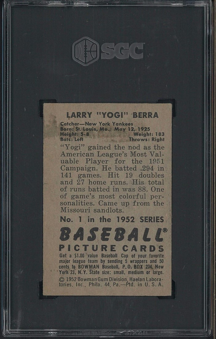 1952 Bowman #1 Yogi Berra - 2