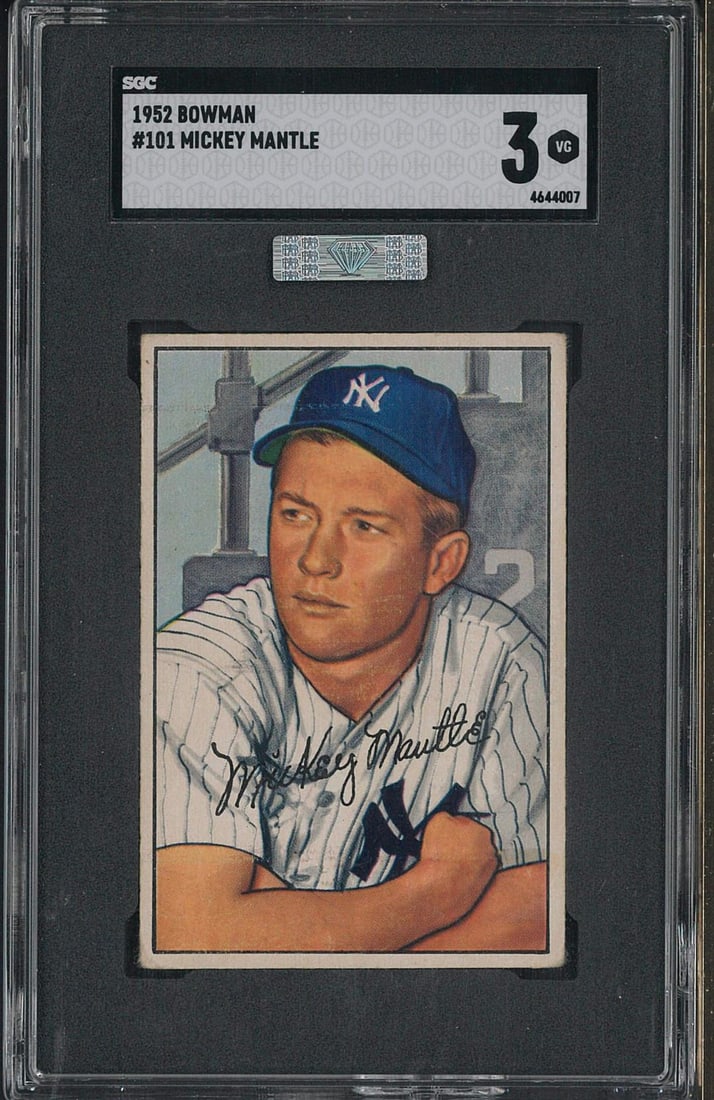 1952 Bowman #101 Mickey Mantle: 1952 Bowman #101 Mickey Mantle -SGC VG 3