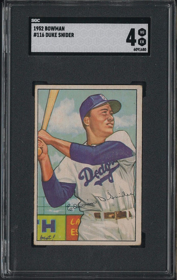 1952 Bowman #116 Duke Snider: 1952 Bowman #116 Duke Snider -SGC VG-EX 4