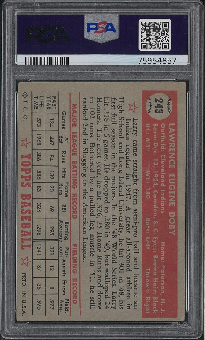 1952 Topps #243 Larry Doby - 2