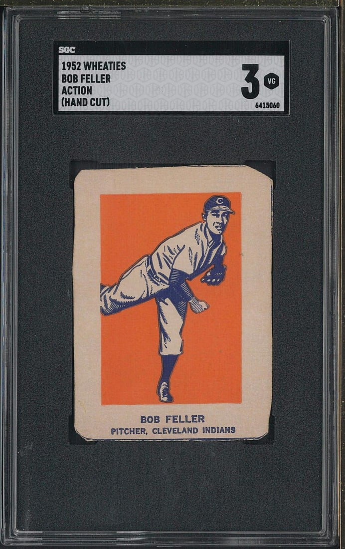 1952 Wheaties Hand Cut Bob Feller: 1952 Wheaties Hand Cut Bob Feller -SGC VG 3