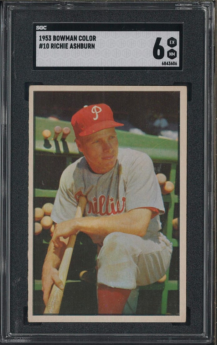 1953 Bowman Color #10 Richie Ashburn: 1953 Bowman Color #10 Richie Ashburn -SGC EX-NM 6