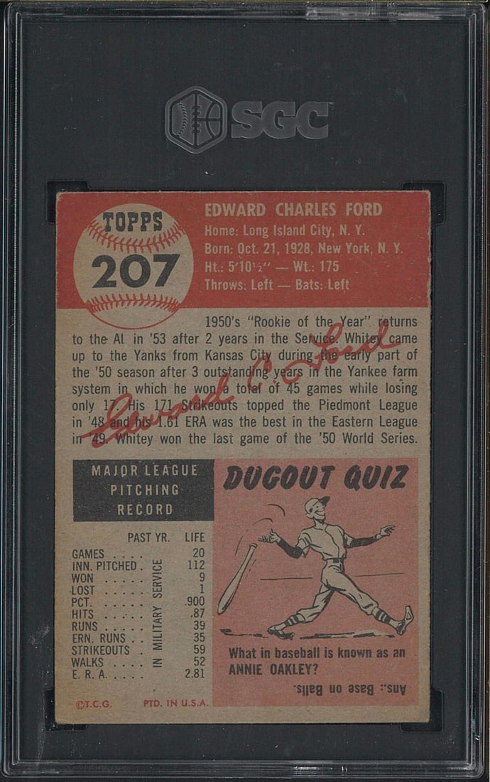 1953 Topps #207 Whitey Ford - 2