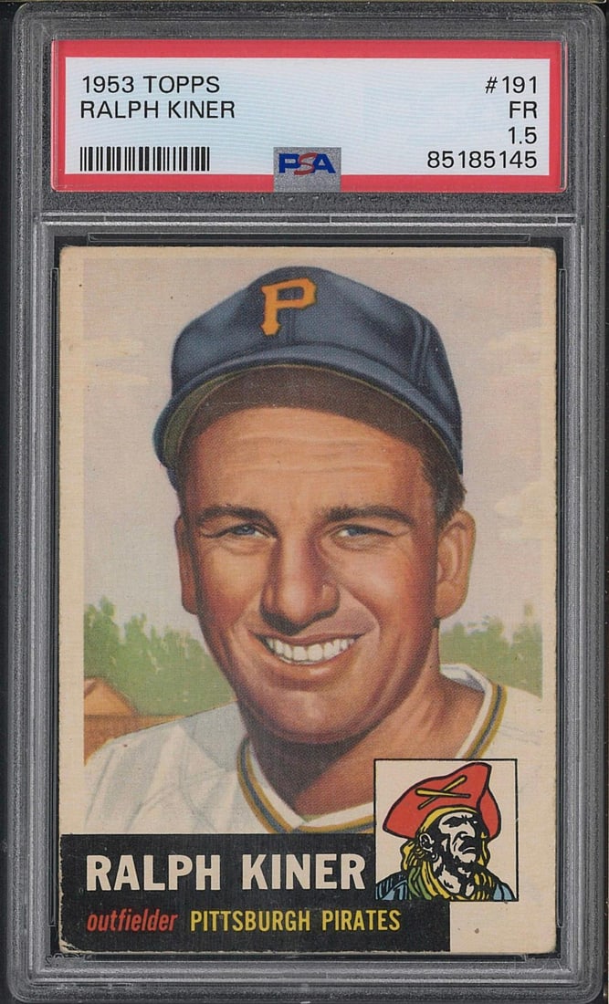 1953 Topps #191 Ralph Kiner: 1953 Topps #191 Ralph Kiner -PSA FR 1.5