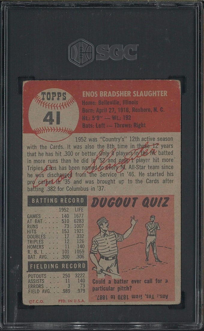 1953 Topps #41 Enos Slaughter - 2