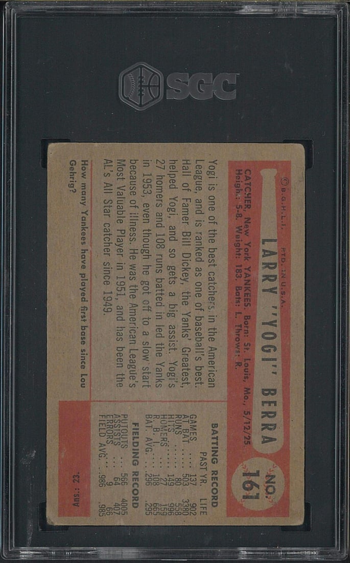 1954 Bowman #161 Yogi Berra - 2