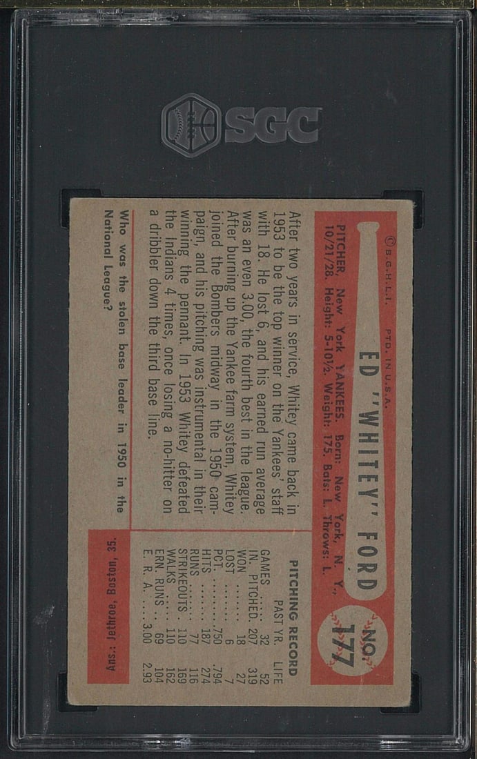 1954 Bowman #177 Whitey Ford - 2