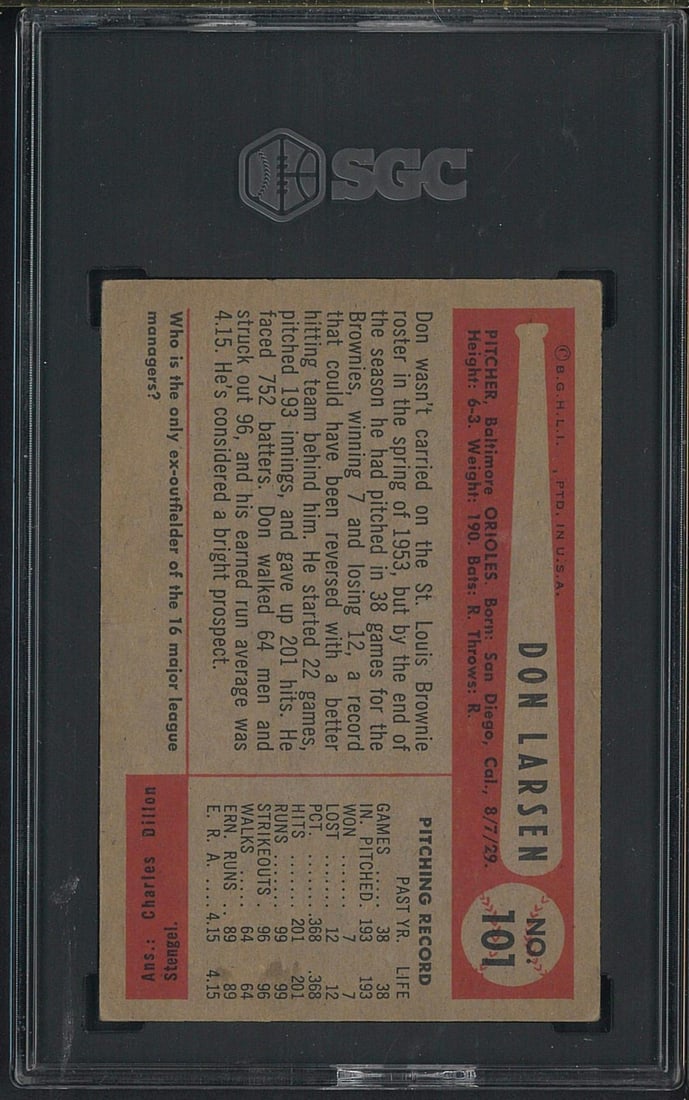 1954 Bowman #101 Don Larsen - 2