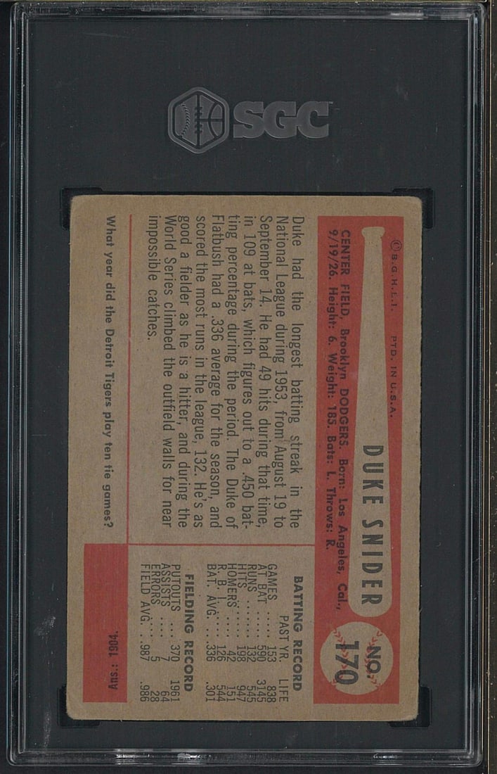 1954 Bowman #170 Duke Snider - 2