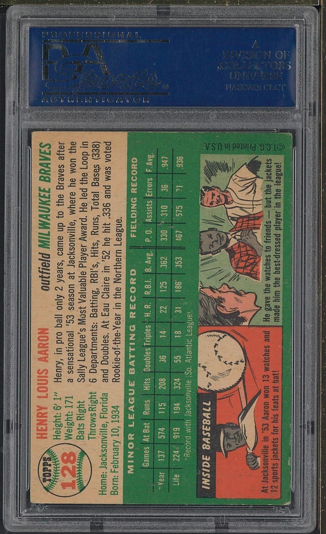 1954 Topps #128 Henry Aaron - 2