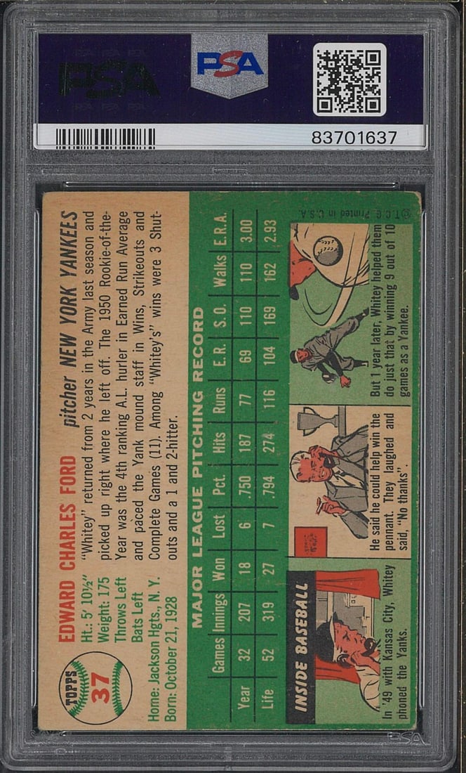1954 Topps #37 Whitey Ford - 2