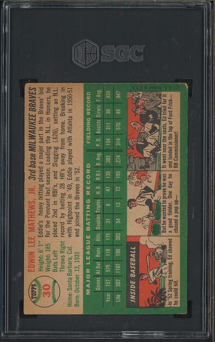 1954 Topps #30 Ed Mathews - 2