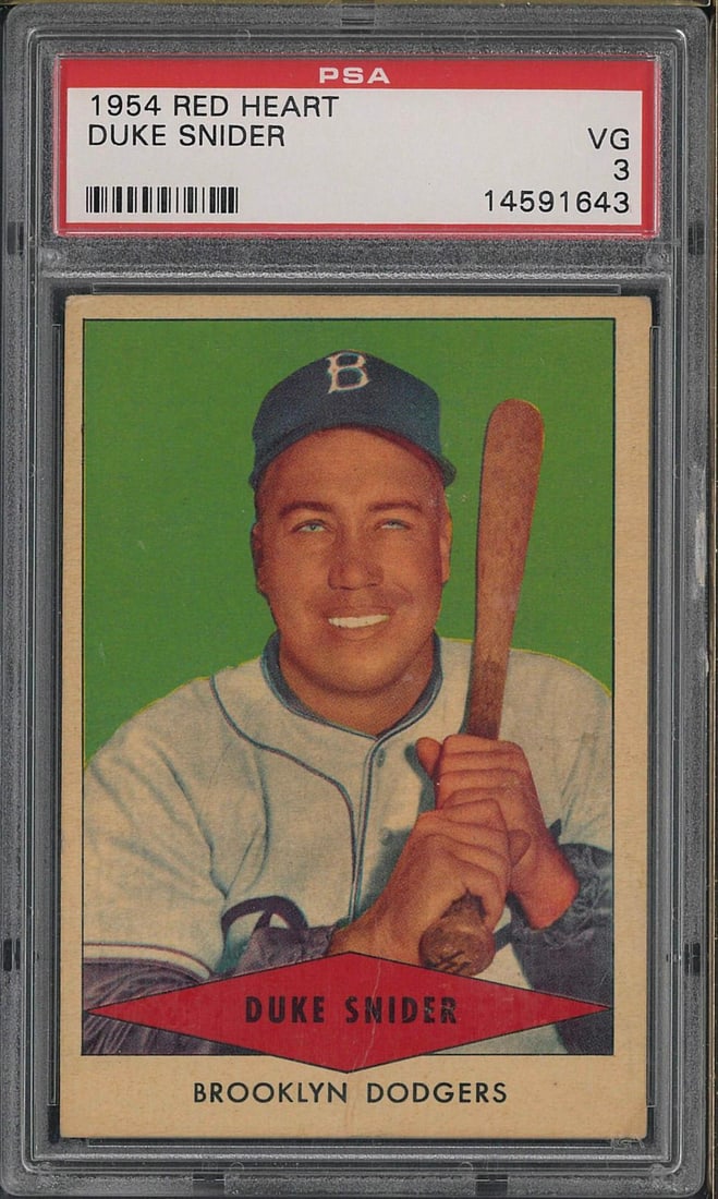 1954 Red Heart Duke Snider: 1954 Red Heart Duke Snider -PSA VG 3