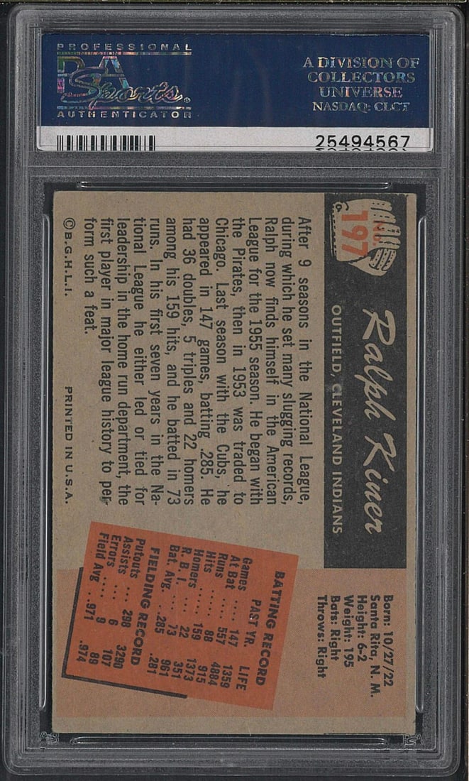 1955 Bowman #197 Ralph Kiner - 2
