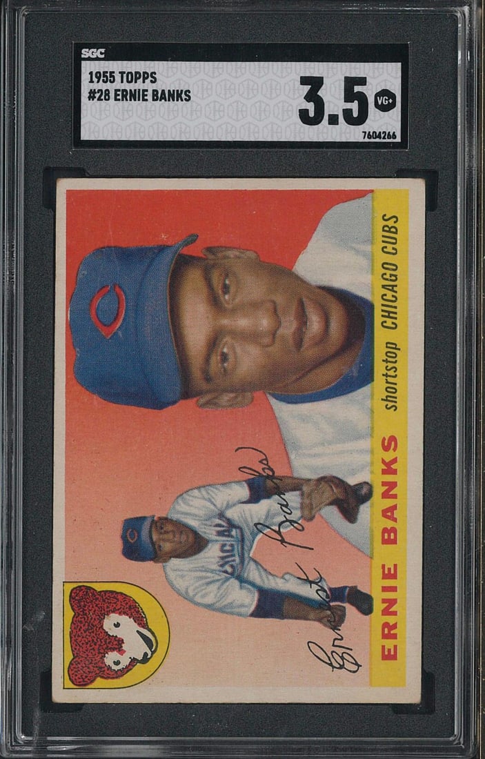 1955 Topps #28 Ernie Banks: 1955 Topps #28 Ernie Banks -SGC VG+ 3.5