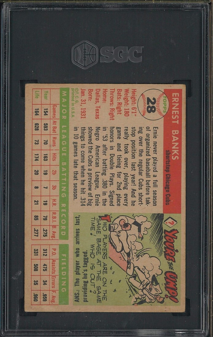 1955 Topps #28 Ernie Banks - 2