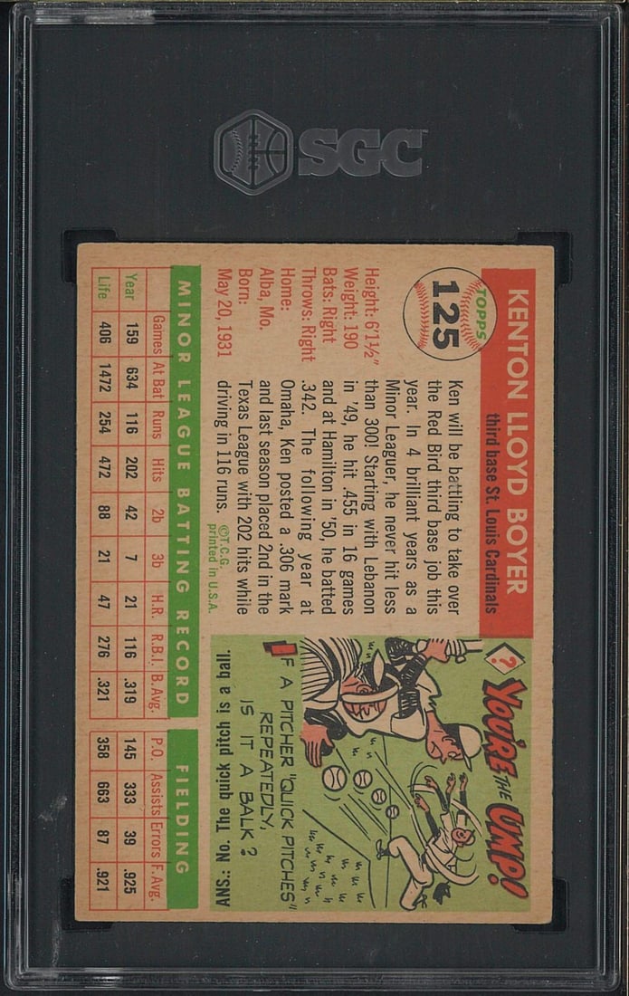 1955 Topps #125 Ken Boyer - 2