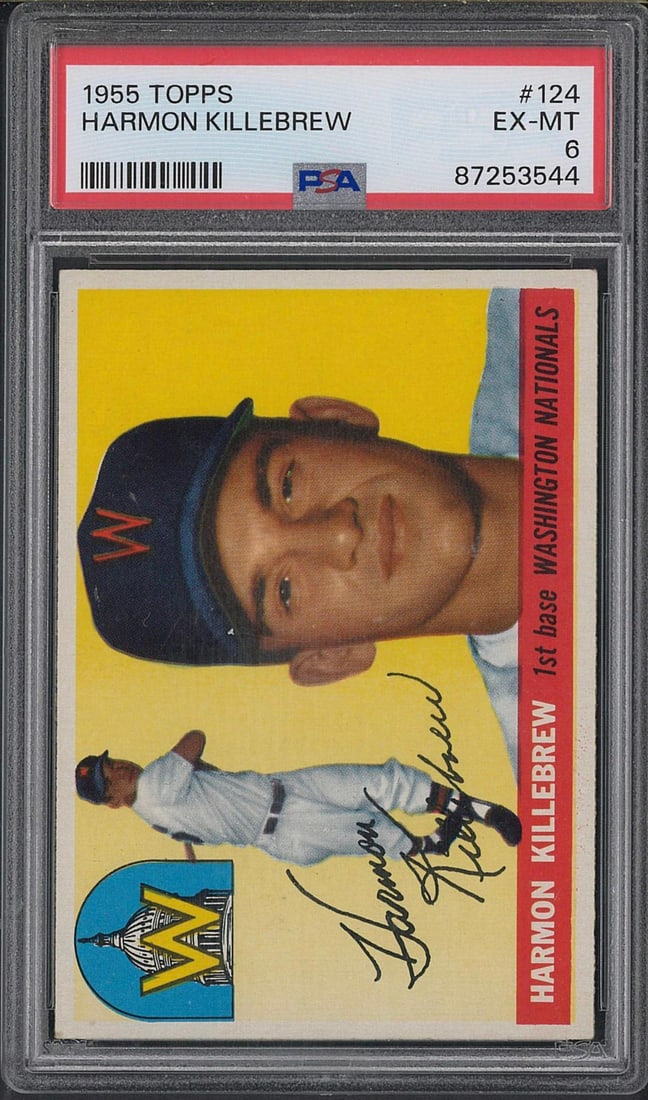 1955 Topps #124 Harmon Killebrew: 1955 Topps #124 Harmon Killebrew -PSA EX-MT 6