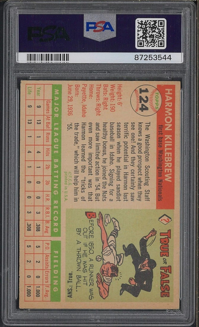 1955 Topps #124 Harmon Killebrew - 2
