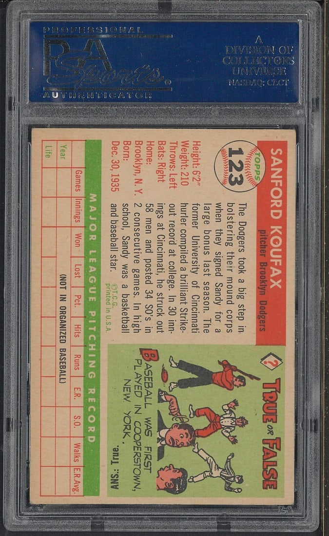 1955 Topps #123 Sandy Koufax - 2
