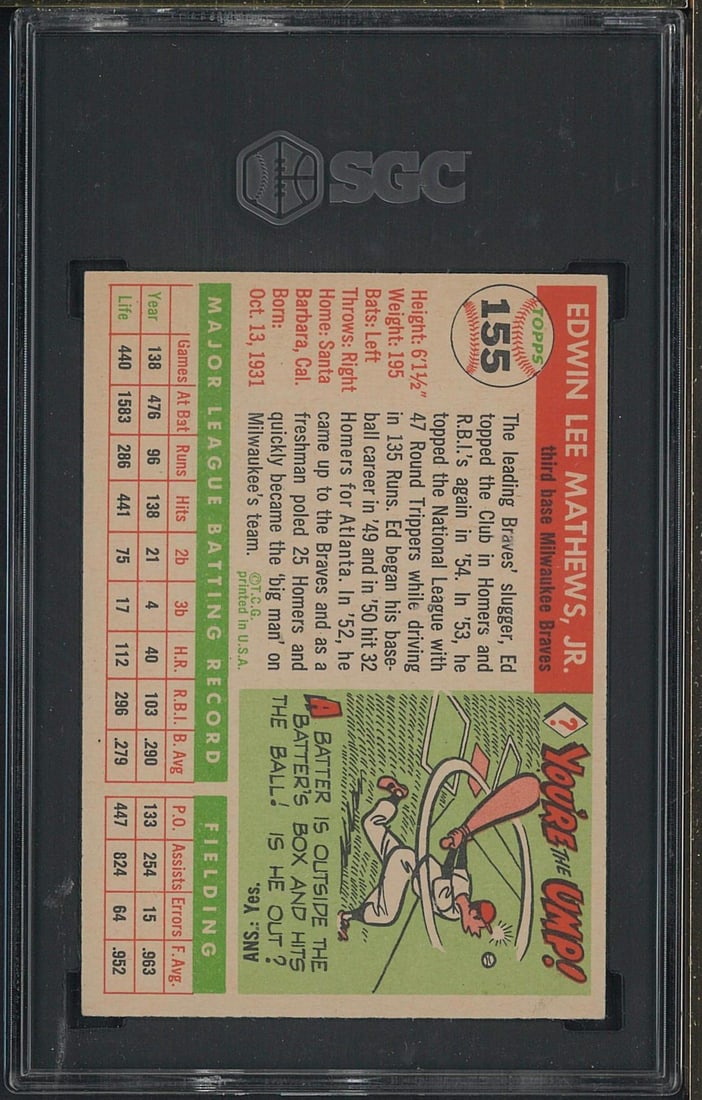 1955 Topps #155 Ed Mathews - 2