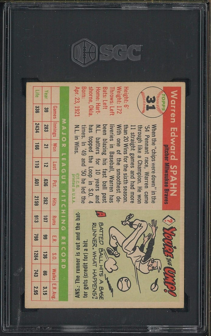 1955 Topps #31 Warren Spahn - 2