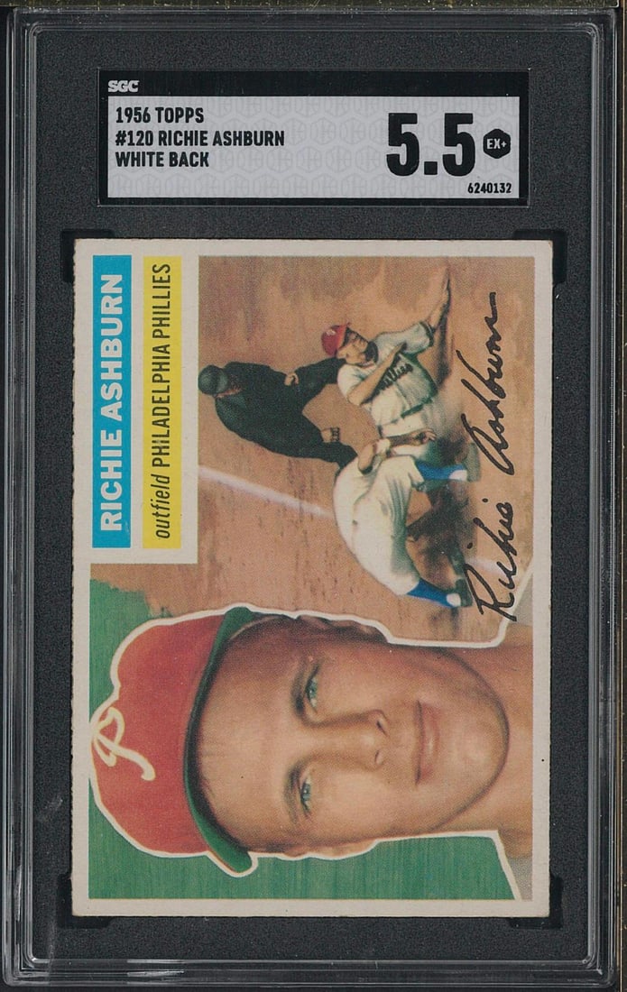 1956 Topps #120 Richie Ashburn: 1956 Topps #120 Richie Ashburn -SGC EX+ 5.5