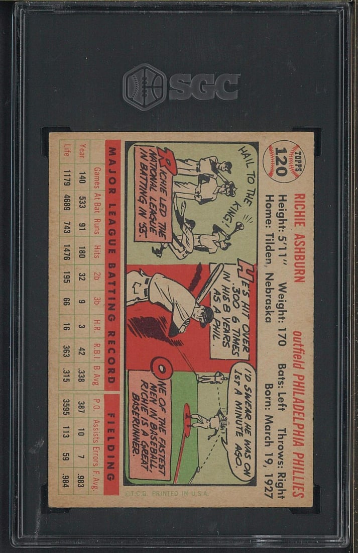 1956 Topps #120 Richie Ashburn - 2