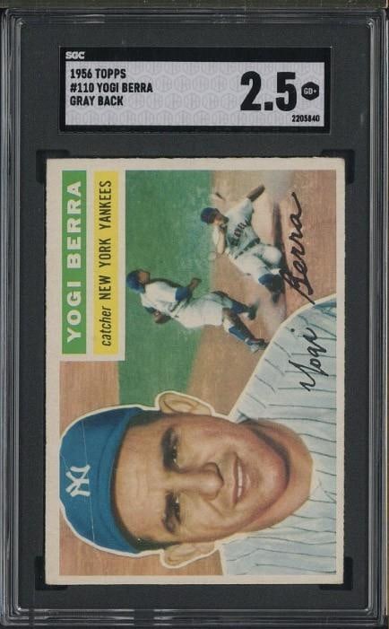 1956 Topps #110 Yogi Berra (gray back): 1956 Topps #110 Yogi Berra (gray back) -SGC GD+ 2.5