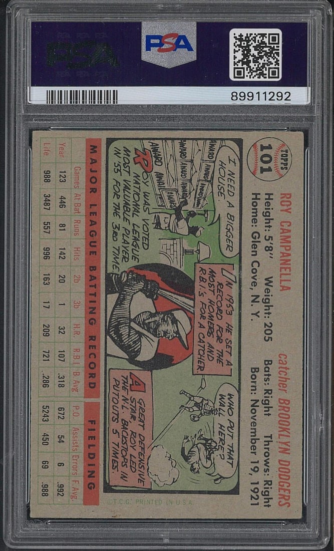 1956 Topps #101 Roy Campanella - 2