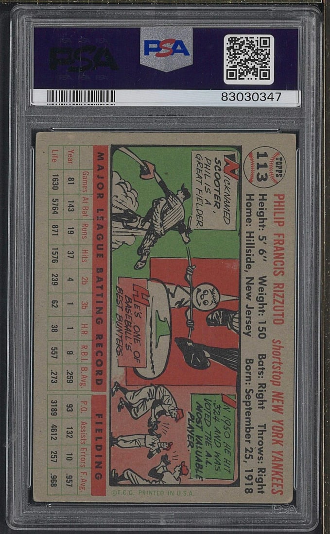 1956 Topps #113 Phil Rizzuto (gray back) - 2