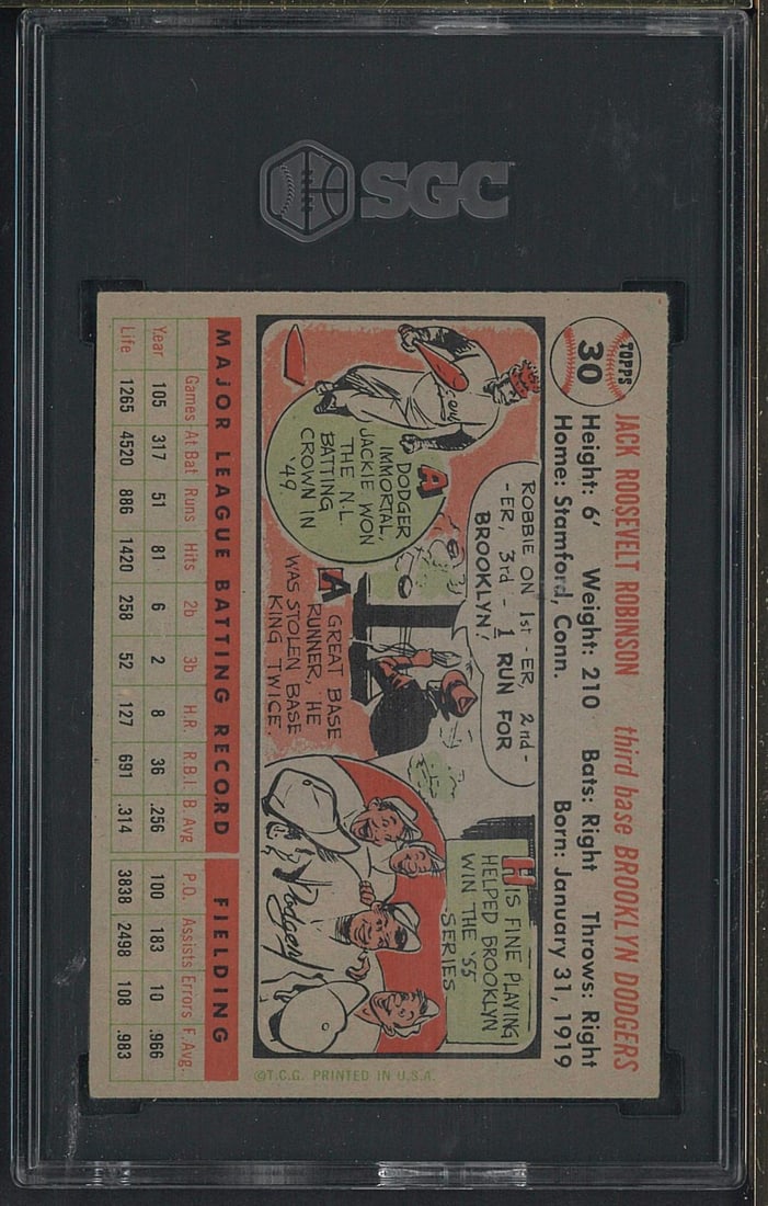 1956 Topps #30 Jackie Robinson (gray back) - 2