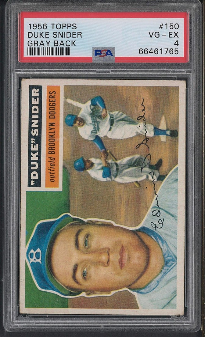 1956 Topps #150 Duke Snider (gray back): 1956 Topps #150 Duke Snider (gray back) -PSA VG-EX 4
