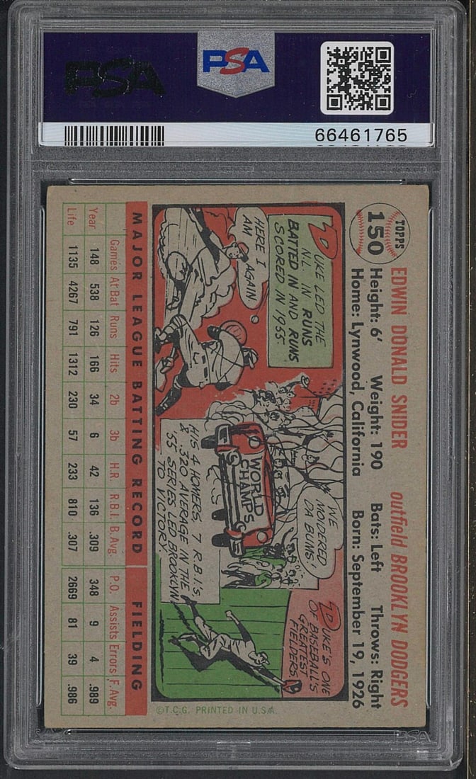 1956 Topps #150 Duke Snider (gray back) - 2