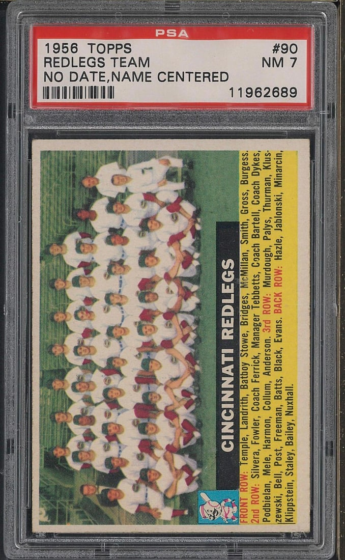 1956 Topps #90 Redlegs Team: 1956 Topps #90 Redlegs Team -PSA NM 7