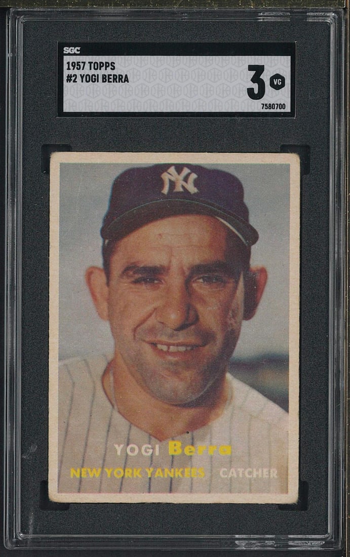 1957 Topps #2 Yogi Berra: 1957 Topps #2 Yogi Berra -SGC VG 3