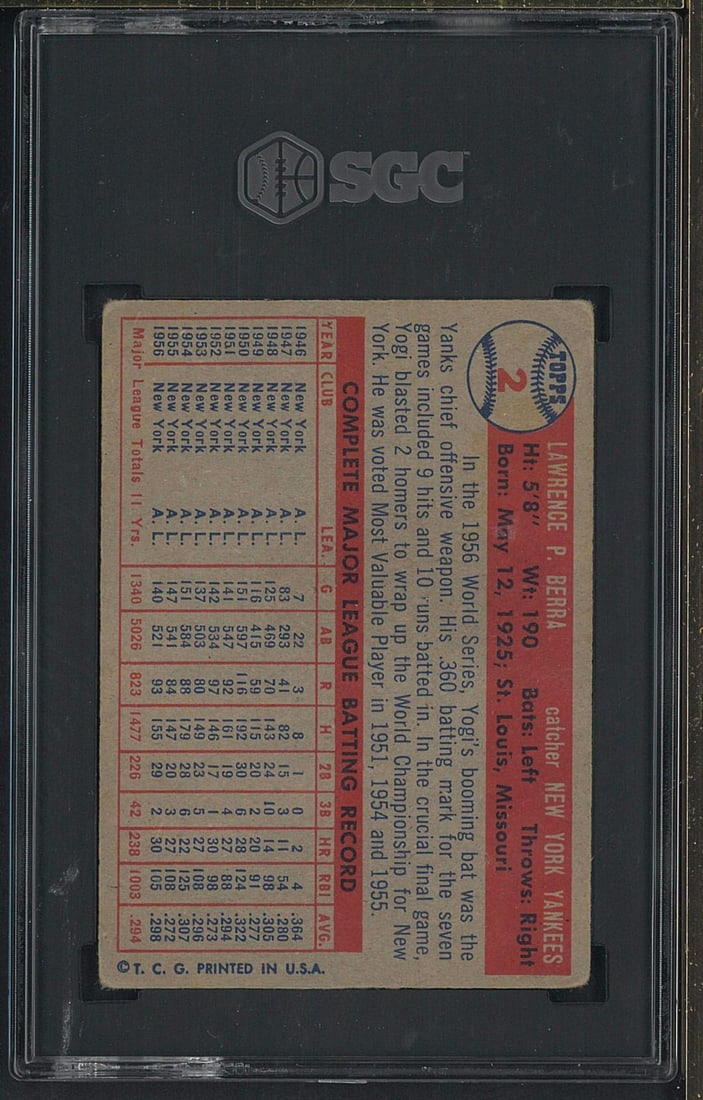 1957 Topps #2 Yogi Berra - 2